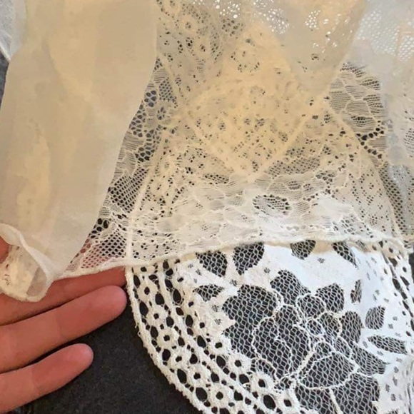 BEACH WEDDING DRESS, Boho Wedding Dress, Elegant White Lace Dress - Picture 10 of 13